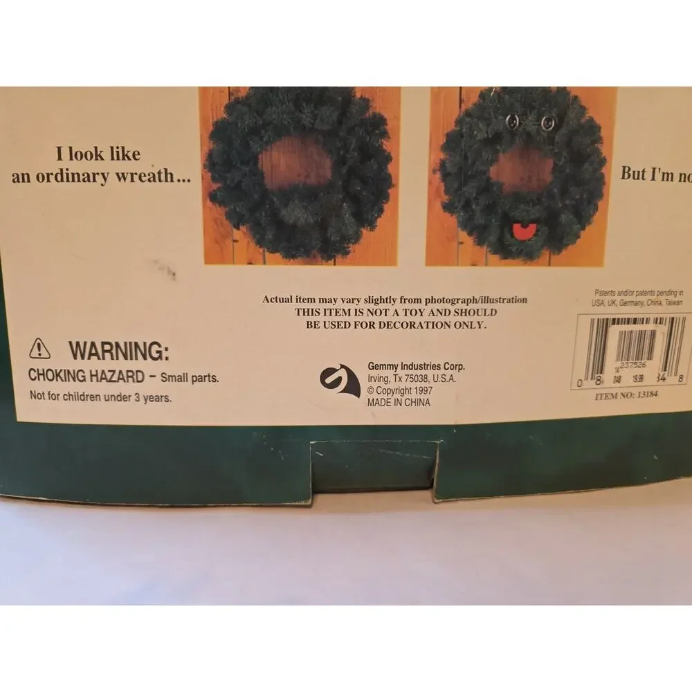 NOS Vintage Animated The Original Talking Christmas Wreath Gemmy 1997